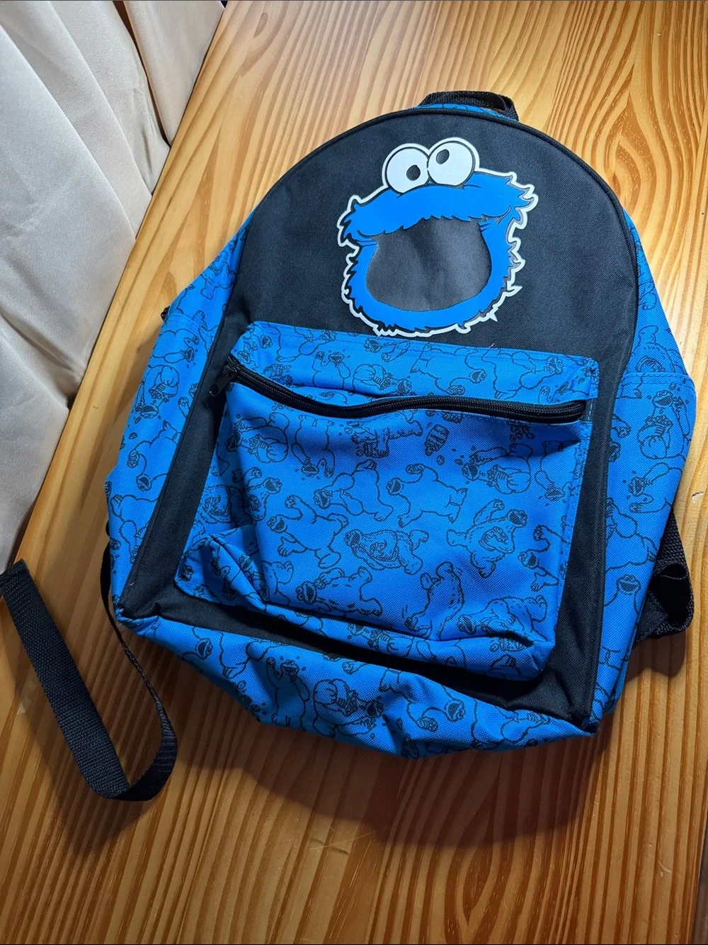 Sesame Street Cookie Monster Backpack - Blue All Over Print Bookbag